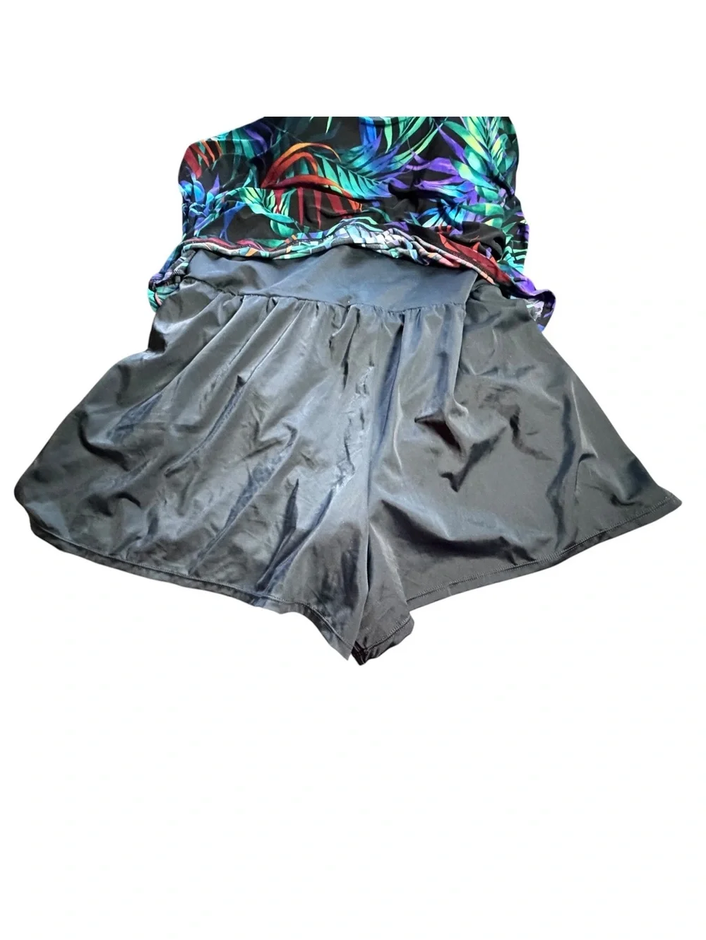 TRIMSHAPER plus size 24W modest one piece attached swim shorts bottom swimsuit